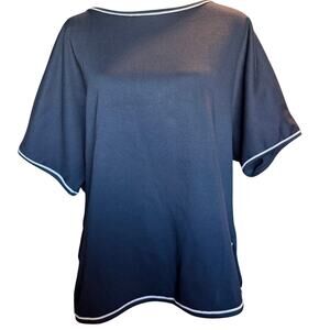 Max Studio London Contrast Trim Dolman Top, Black White, Women's Size Large